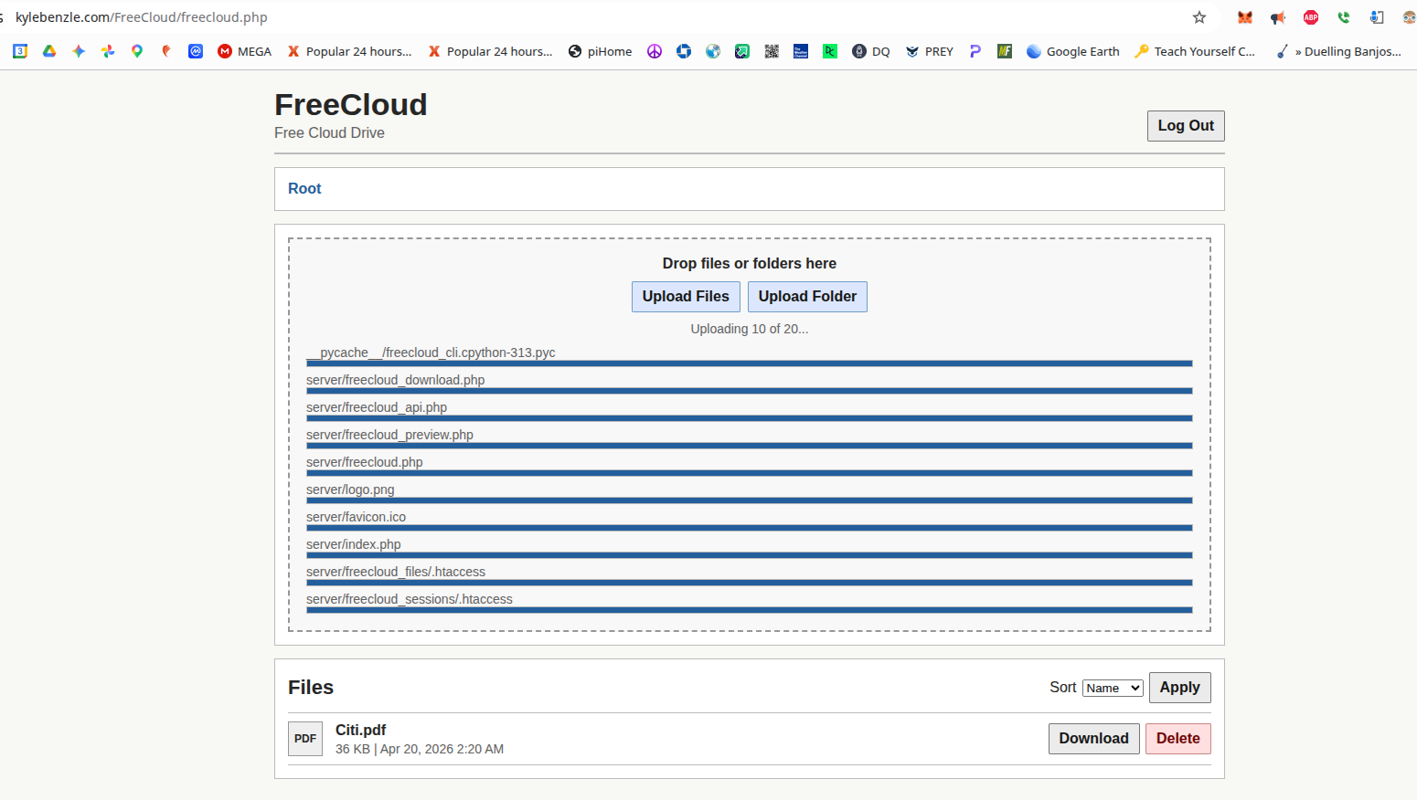 FreeCloud web interface